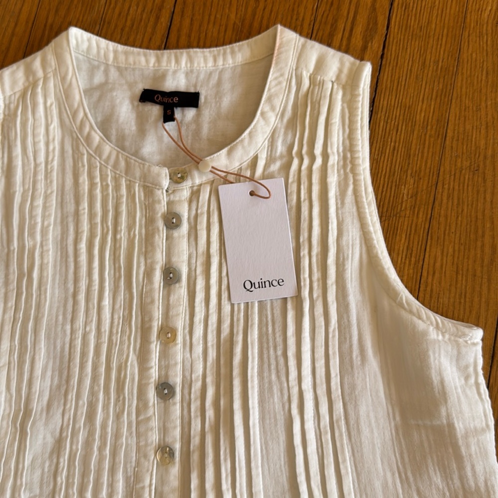 Quince organic cotton pleated dress NWT